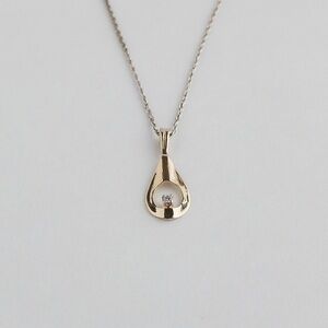 Sterling Silver Pendant Chain Necklace Cubic Zirconia CZ Dainty Vintage .925